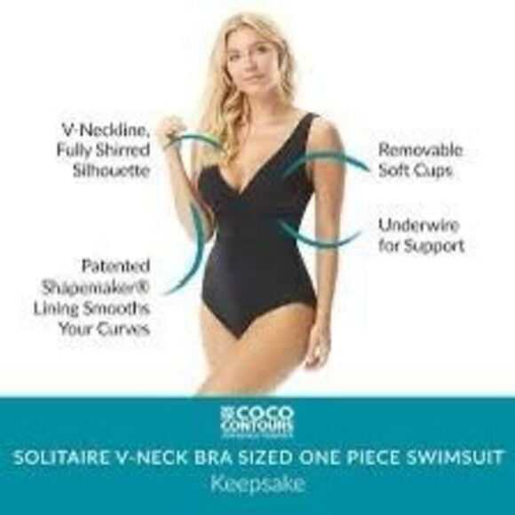 Coco Reef Contours NWT Solitaire One Piece Swimsuit Tropical Multicolor Size 14 - Picture 3 of 4
